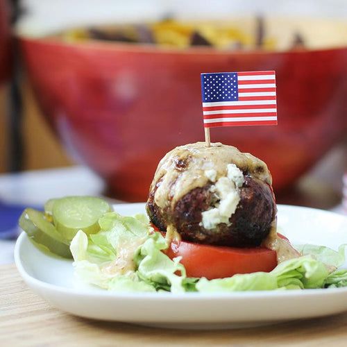 Red, White and Blue Burgers with Manuka Honey Mustard