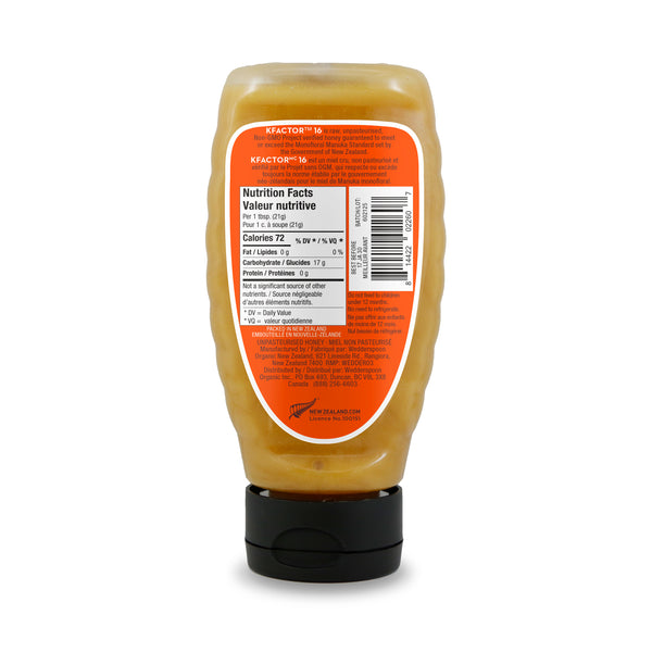Miel de Manuka monofloral cru KFactor 16 Flacon pressable de 340 g