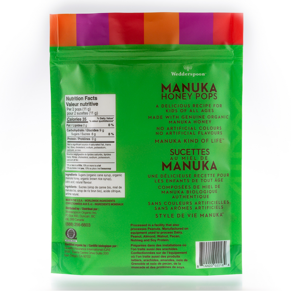 Sucettes au miel de Manuka biologique – Multi-saveurs